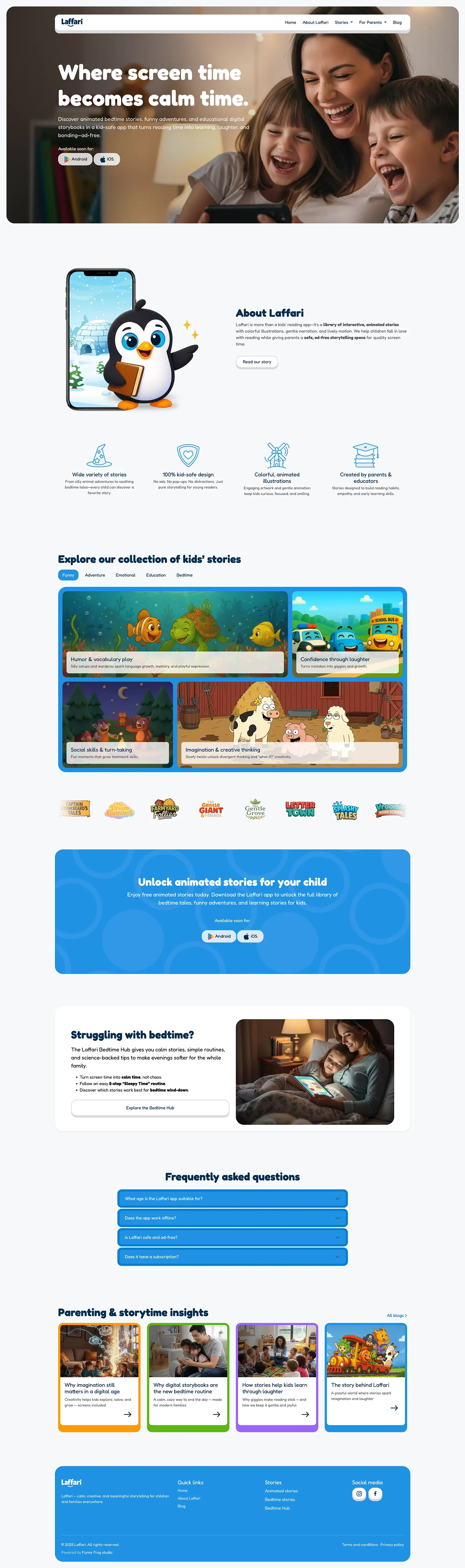 Laffari mobile app home screen with gamified navigation