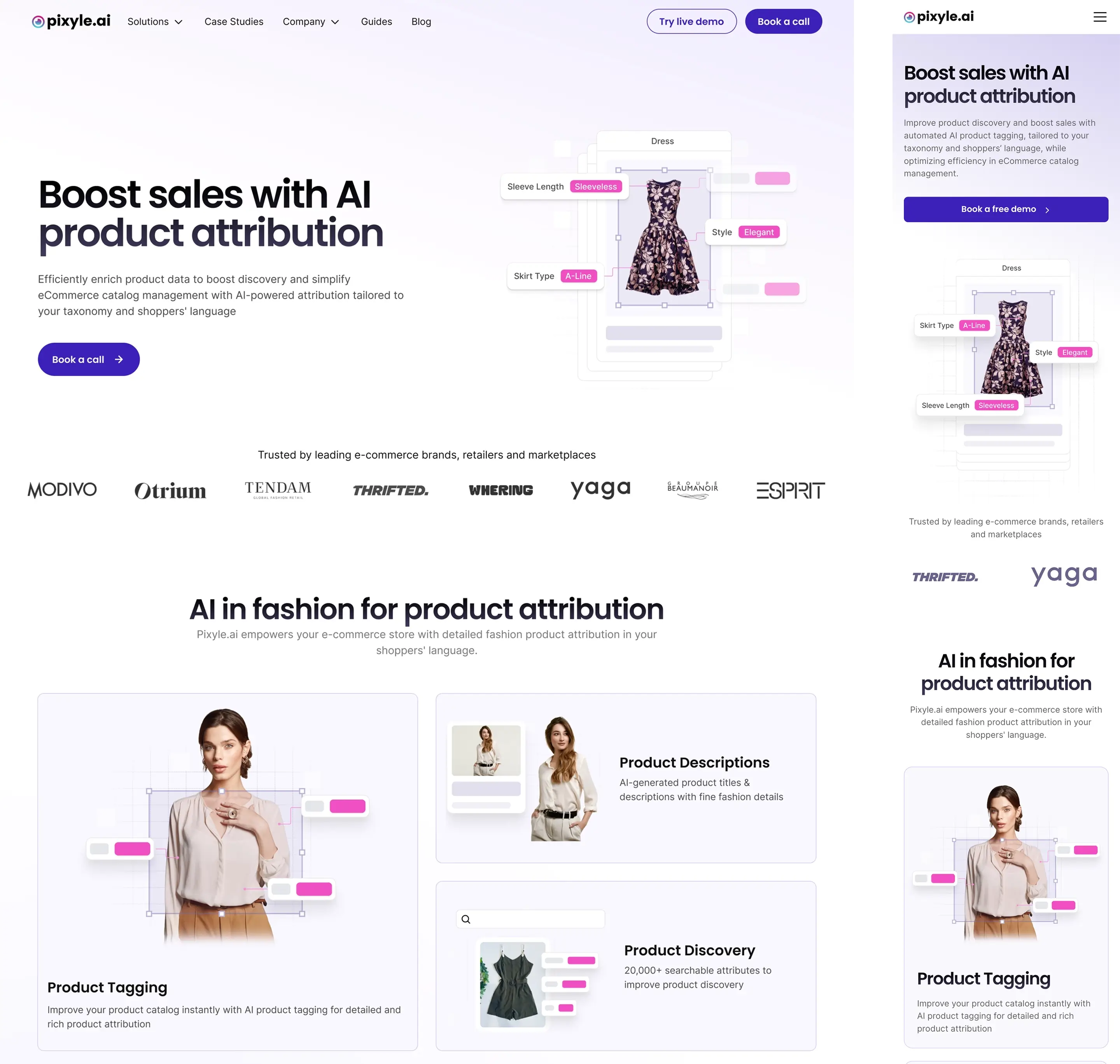 Pixyle AI marketing landing page design