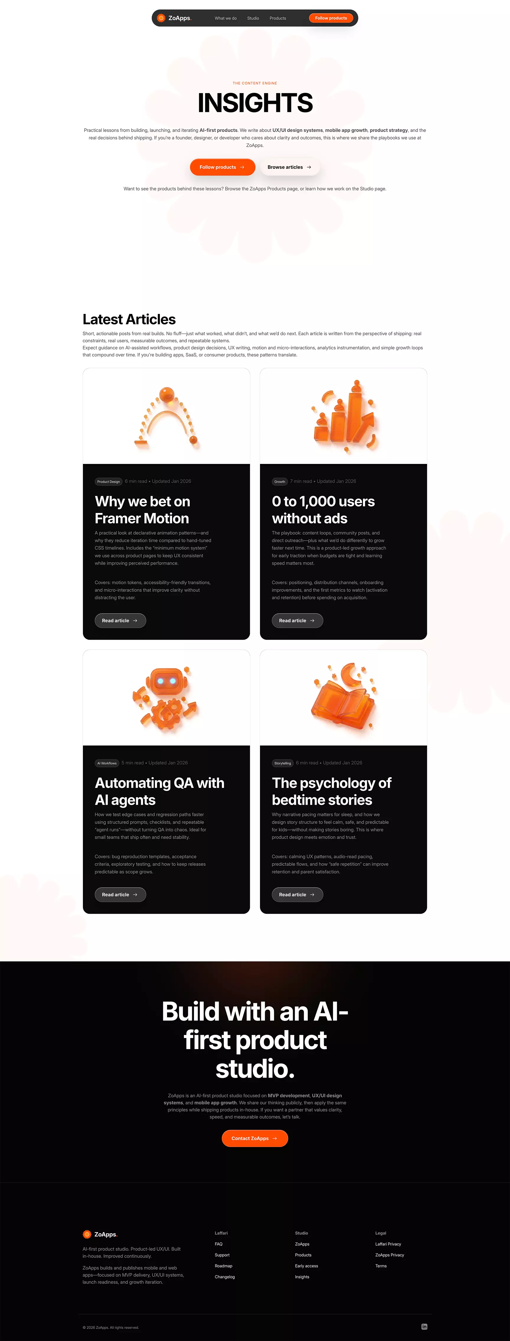 Zoapps Insights analytics dashboard layout and data visualization UI